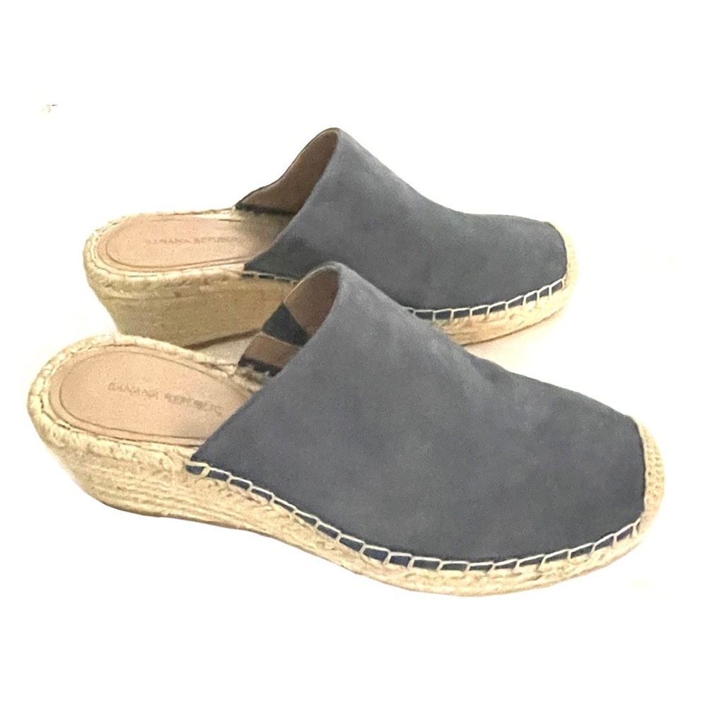 NWOT Banana Republic Suede Espadrille  Slip-on Mule with Wedge Heel - Picture 11 of 12